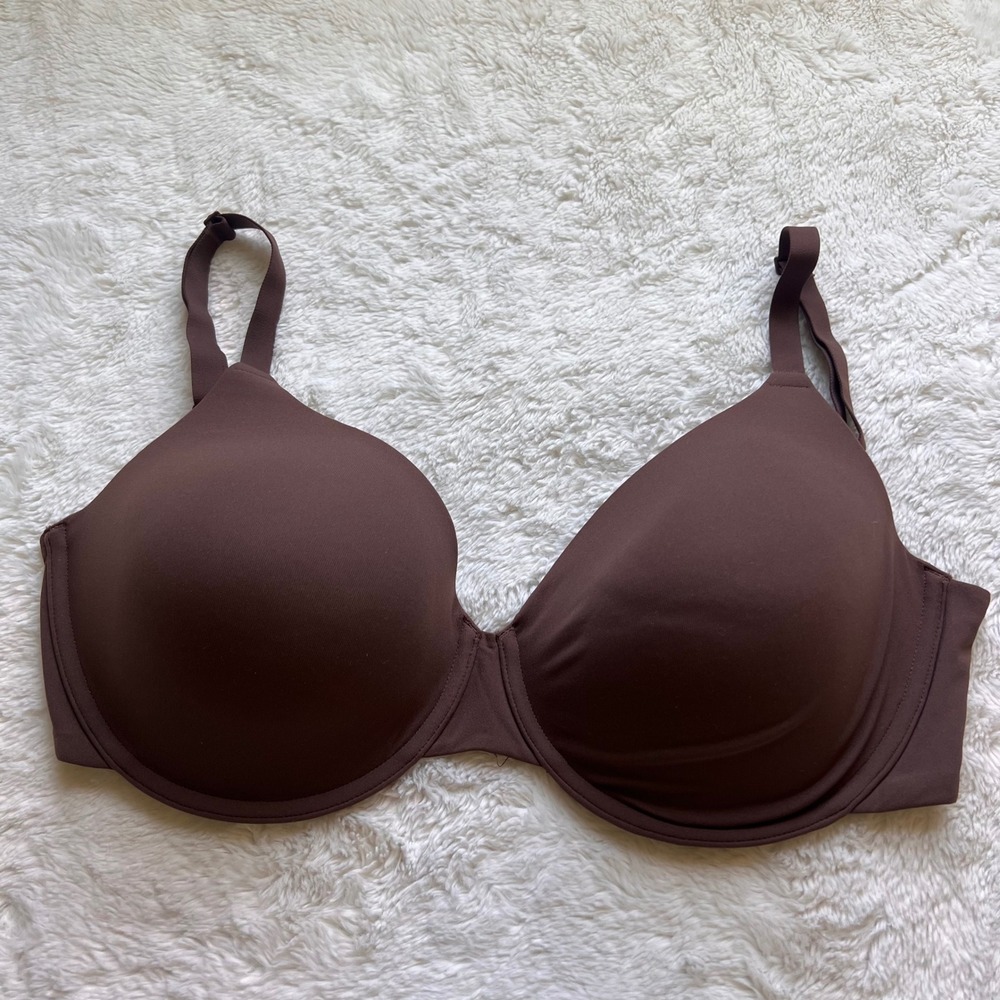 Skims Fits Everybody T-Shirt Bra 34DDD Cocoa Brown Underwire Seamless Stretch